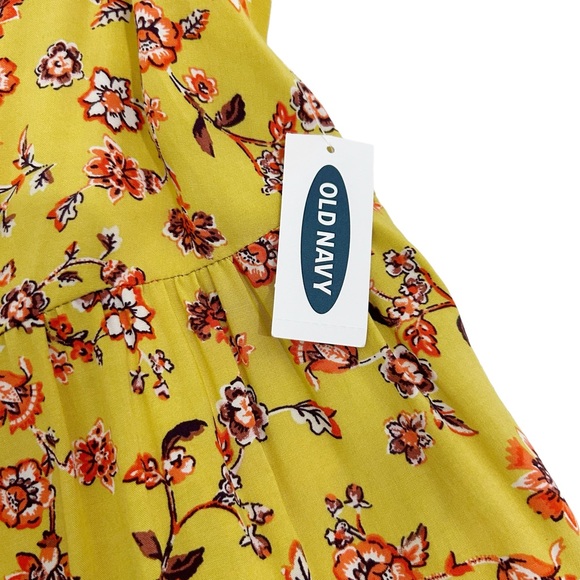 Old Navy Yellow Multicolored Floral Tiered Swing Dress, Petite Size Medium - Picture 11 of 15